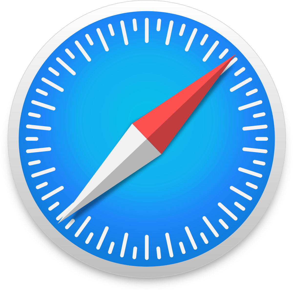 Safari browser logo : a blue compass with a red and white needle