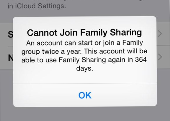 Cannot join family sharing