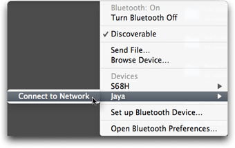 Select Connect to Network from bluetooth menubar