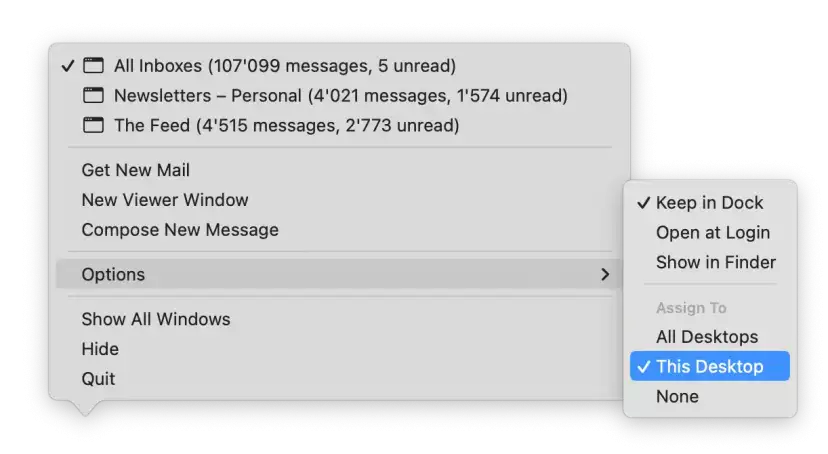 macOS Dock App Options
