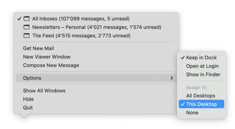 macOS Dock App Options
