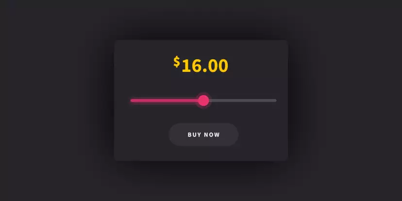 A pink slider with the price displayed above in golden numbers