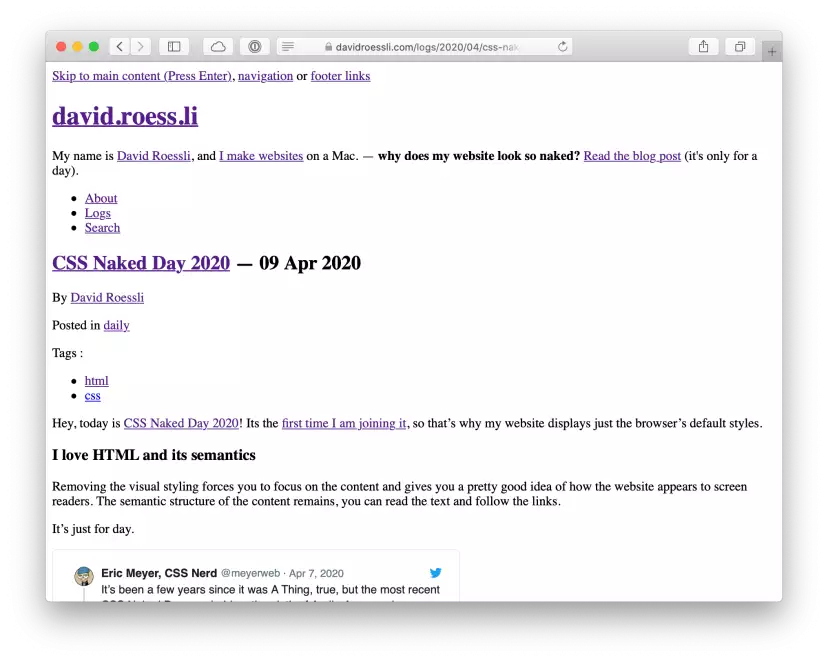 Screenshot of this page without styles