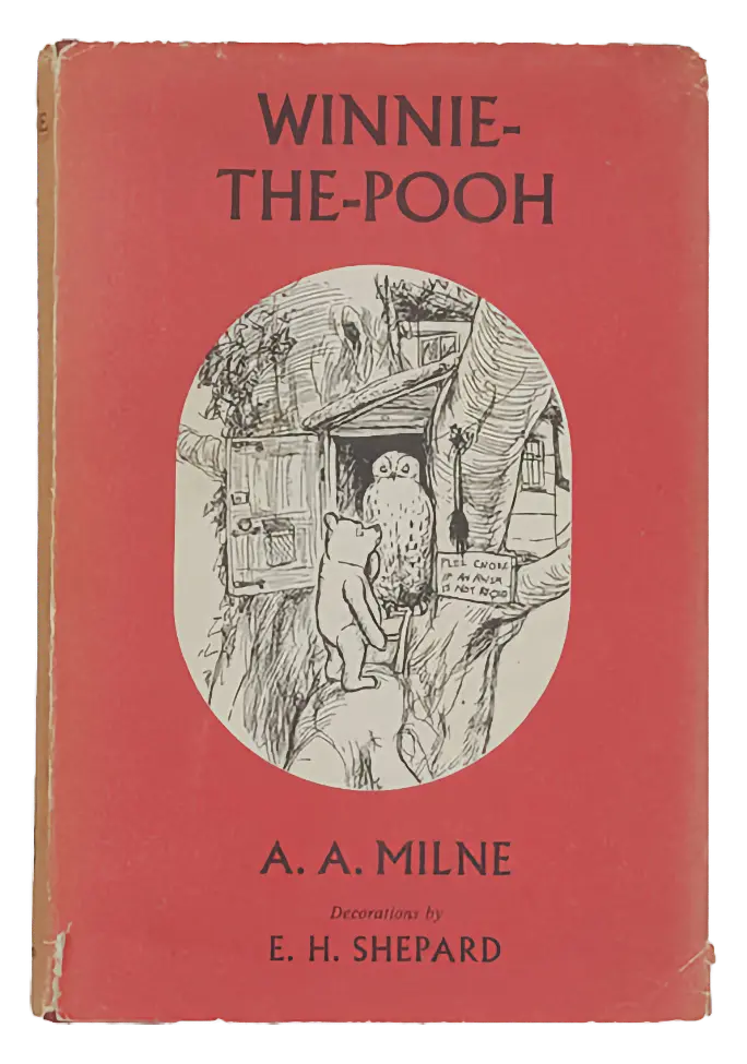 &ldquo; Winnie-the-Pooh cover&rdquo; book cover. Winnie-the-Pooh red cover, Methuen & Co, London 1962 Ed.