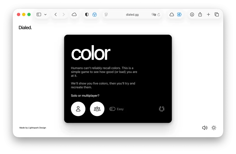Screenshot of the landing page