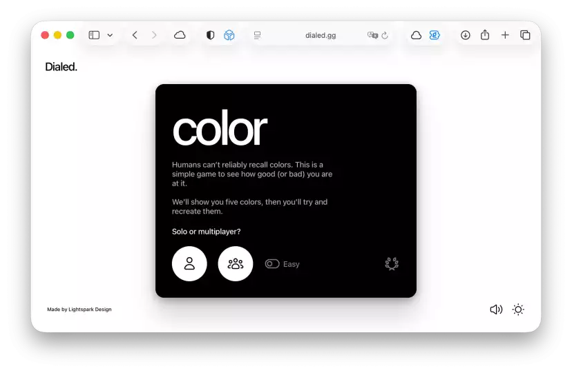 Screenshot of the landing page