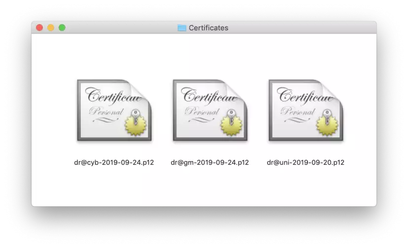Certificates files on my desktop