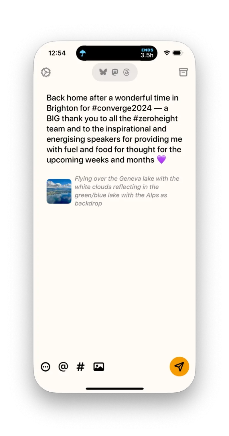 Screenshot of the Croissant app displaying my last post