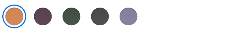 5 colour spots illustrating the range of available colours with the golden brown one selected