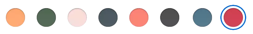 8 colour spots illustrating the range of available colours with the red one selected