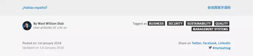 Screenshot the the meta section that lies under the header