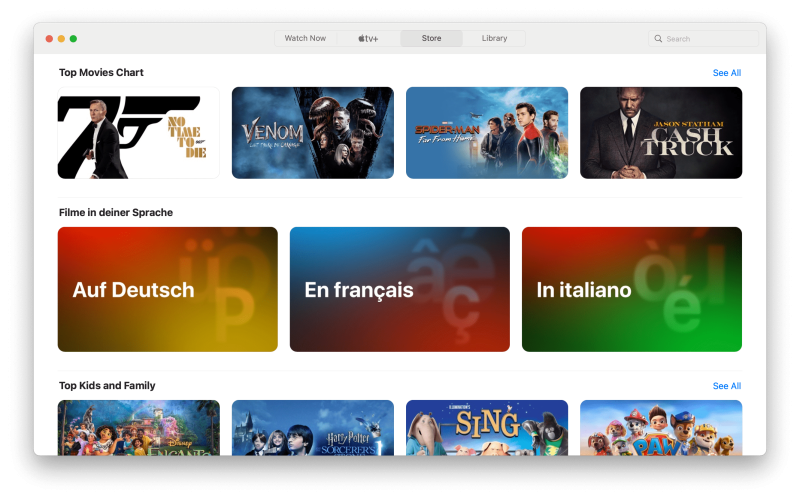 Apple TV app Store homepage