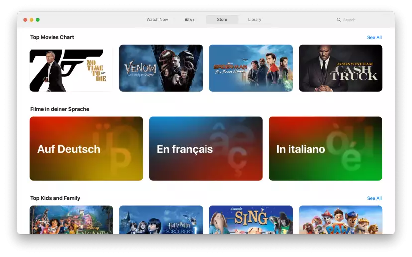 Apple TV app Store homepage