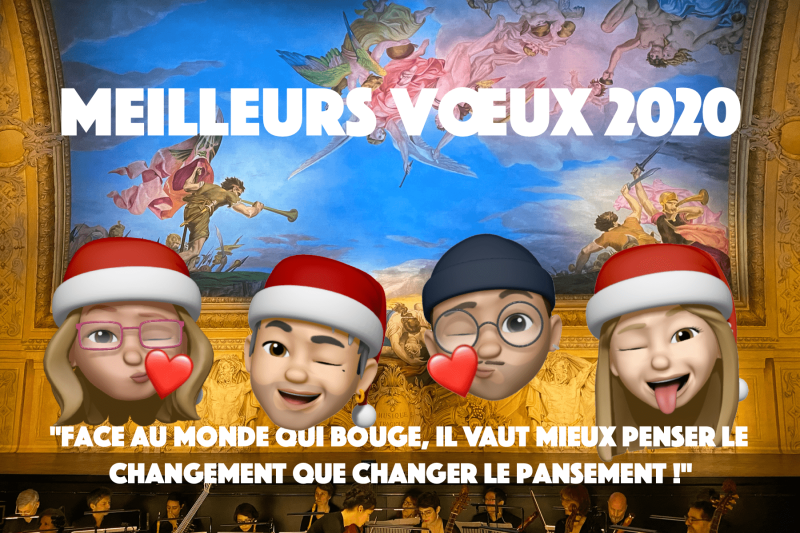 New Year wishes with Fabienne, David, Mathias and Emma's memojis
