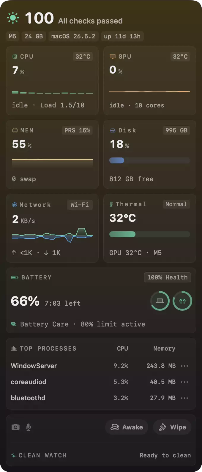 Mole menubar dropdown HUD