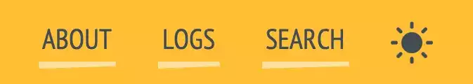 Screenshot of my light mode navigation bar displaying the them toggle as a sun