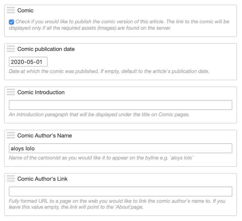 Screenshot of Movable Type's custom fields
