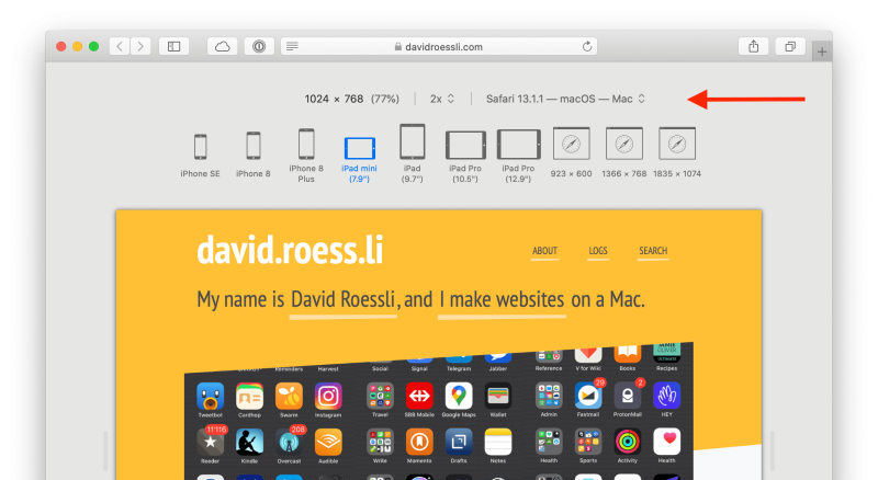 Screenshot of website (no error) with Safari Mac user agent