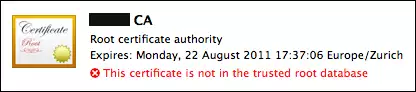 Screenshot of the certificate warning
