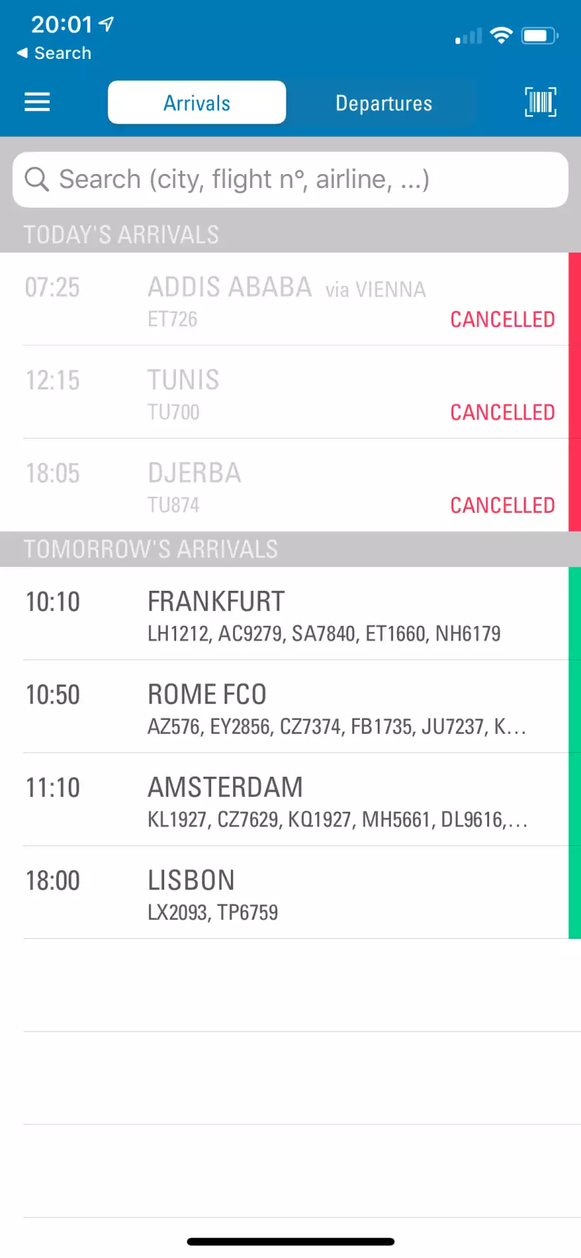 List of the few arrivals
