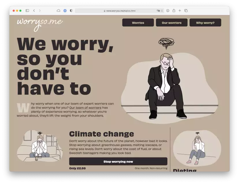 Worryso.me topics page