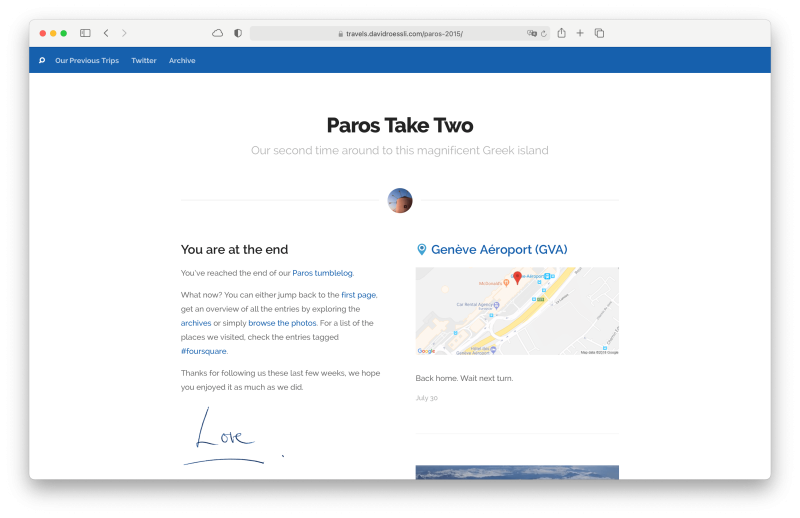 Screenshot of homepage