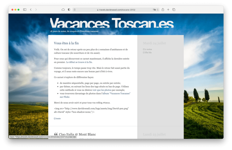 Screenshot of homepage
