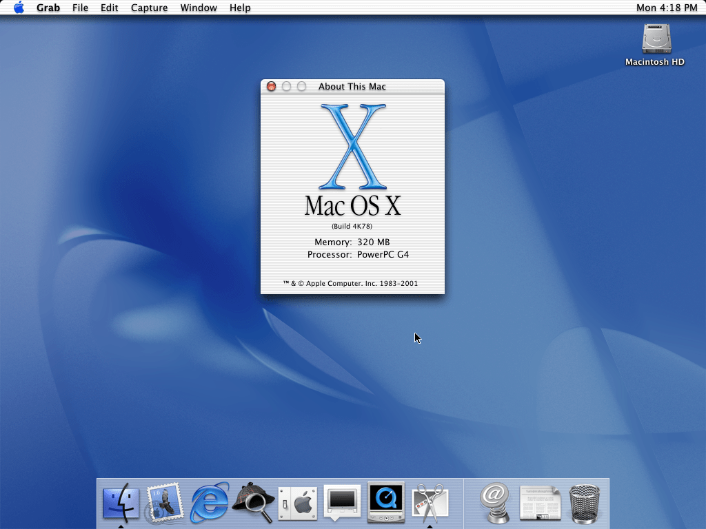 Mac OS X 10.0 Cheetah About Box