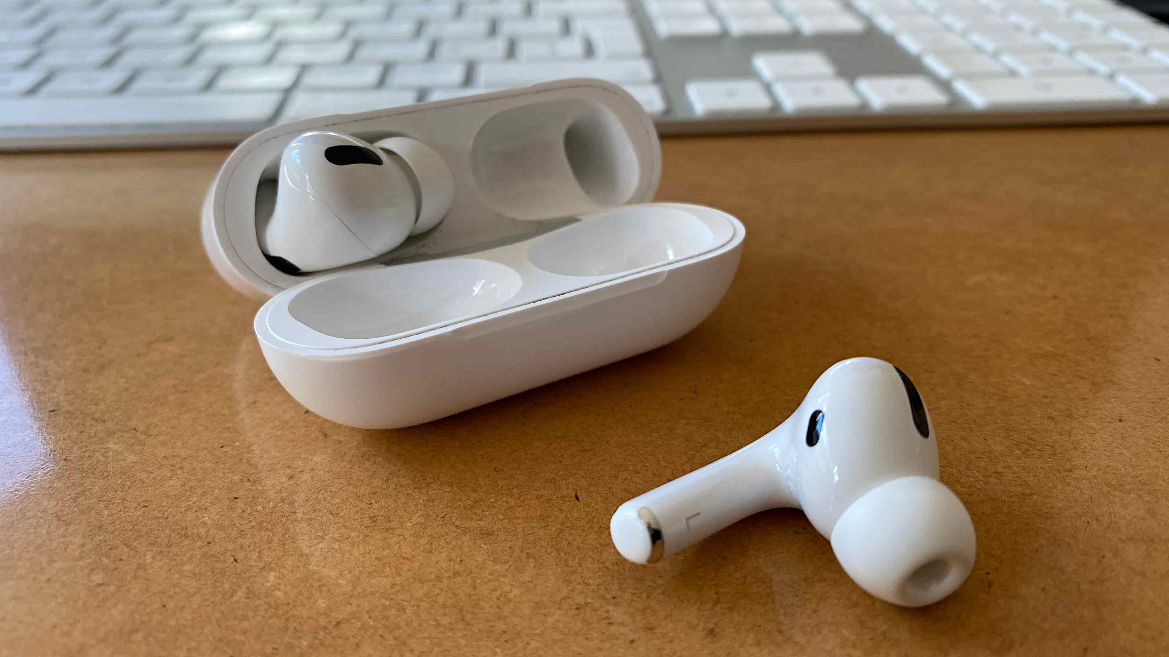AirPods Pro with left AirPod out of the box