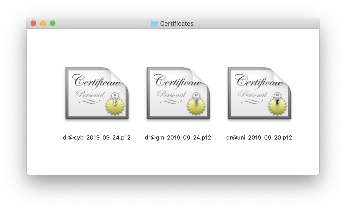 Certificates files on my desktop