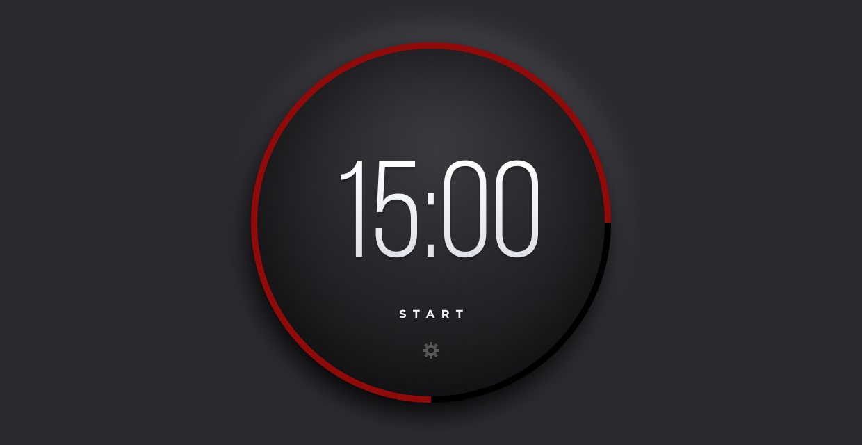 A timer with a red cricle around it and a start and settings button below