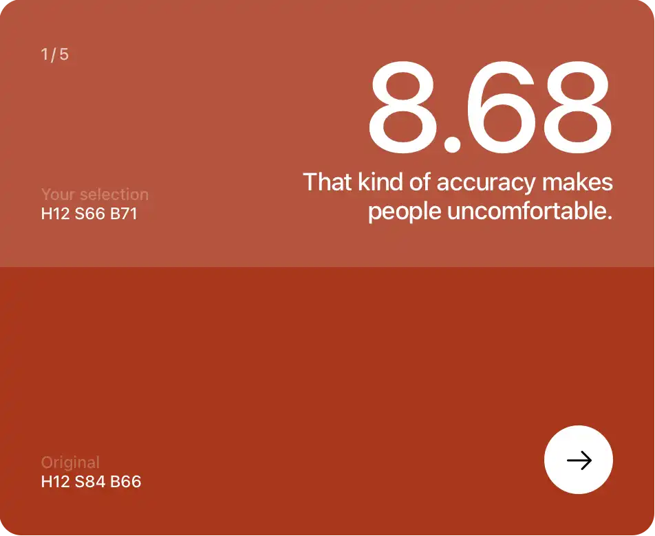 Intermediate color score of 8.68/10