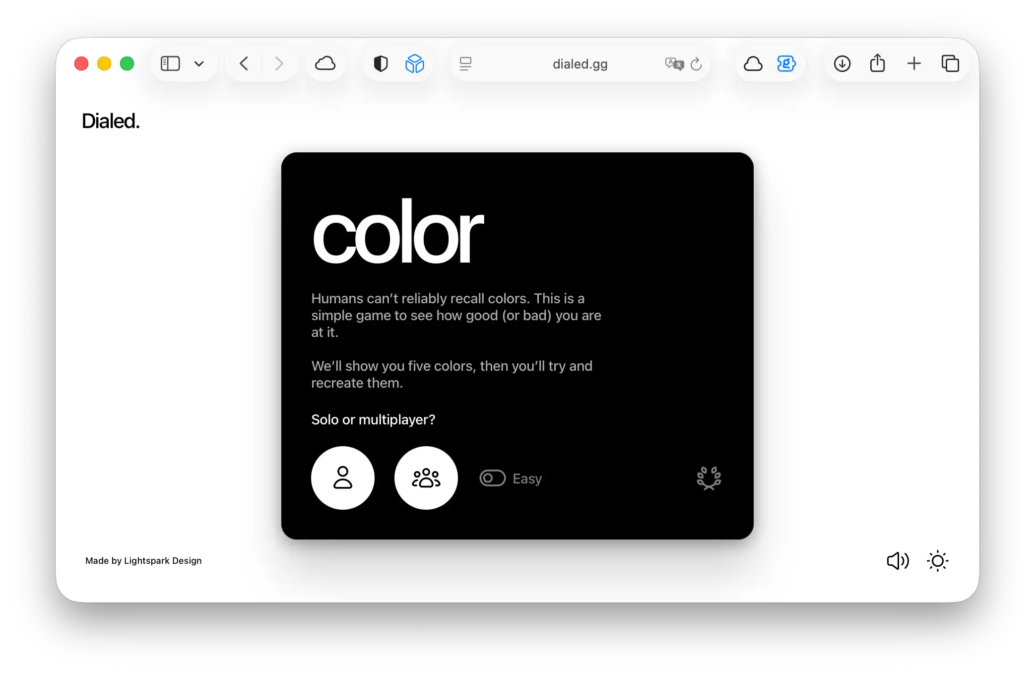 Screenshot of the landing page
