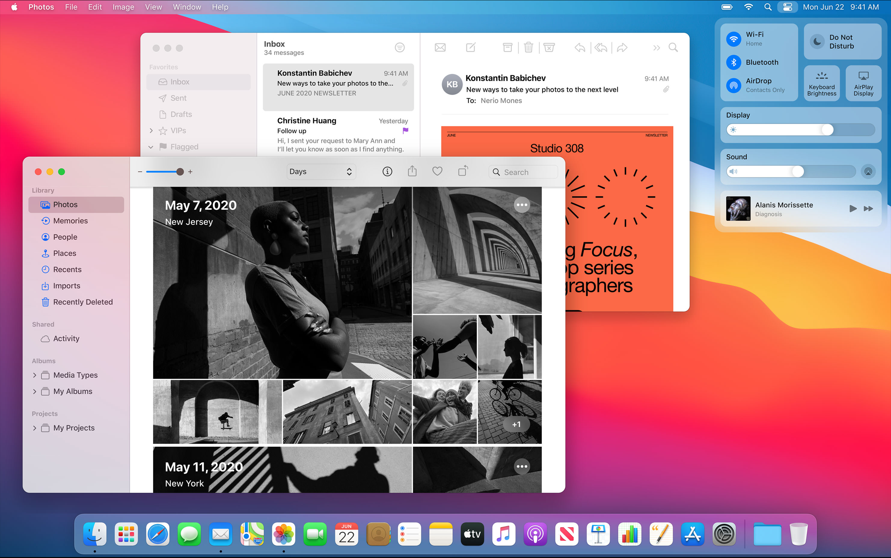 macOS Big Sur desktop with several apps open