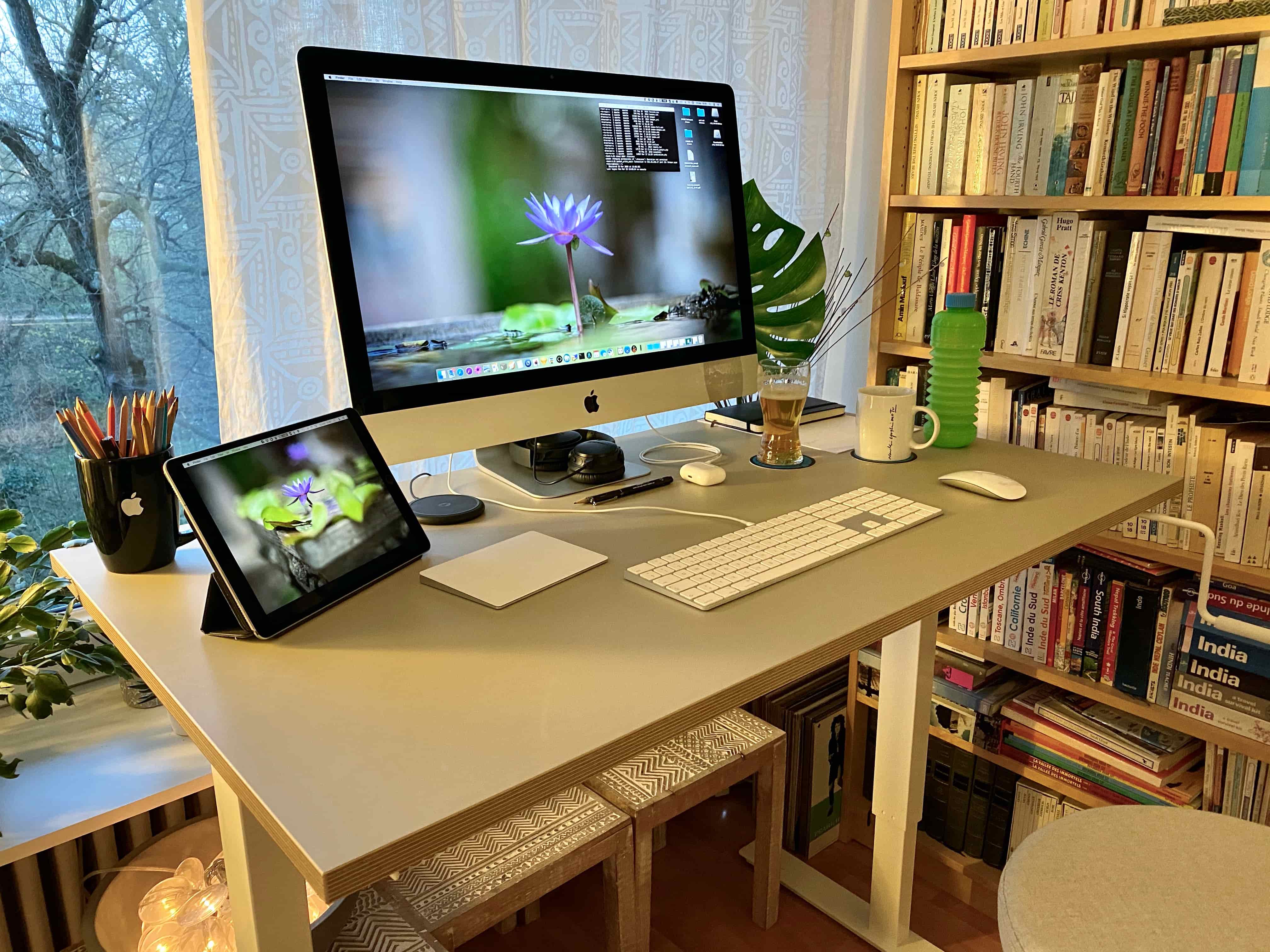 My home office with iMac and iPad