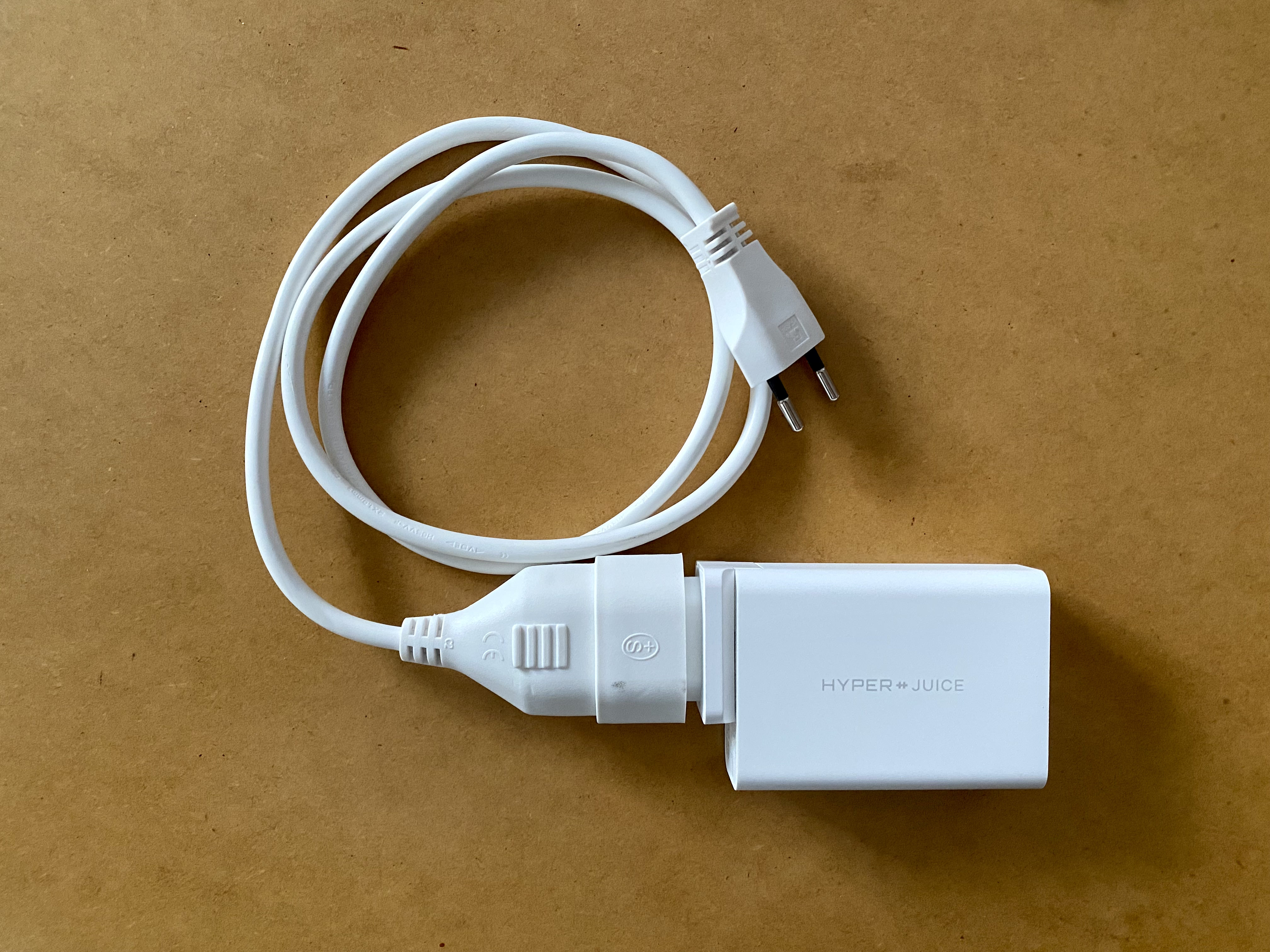 HyperJuice charger with extension cord. The cord dwarfs the charger…