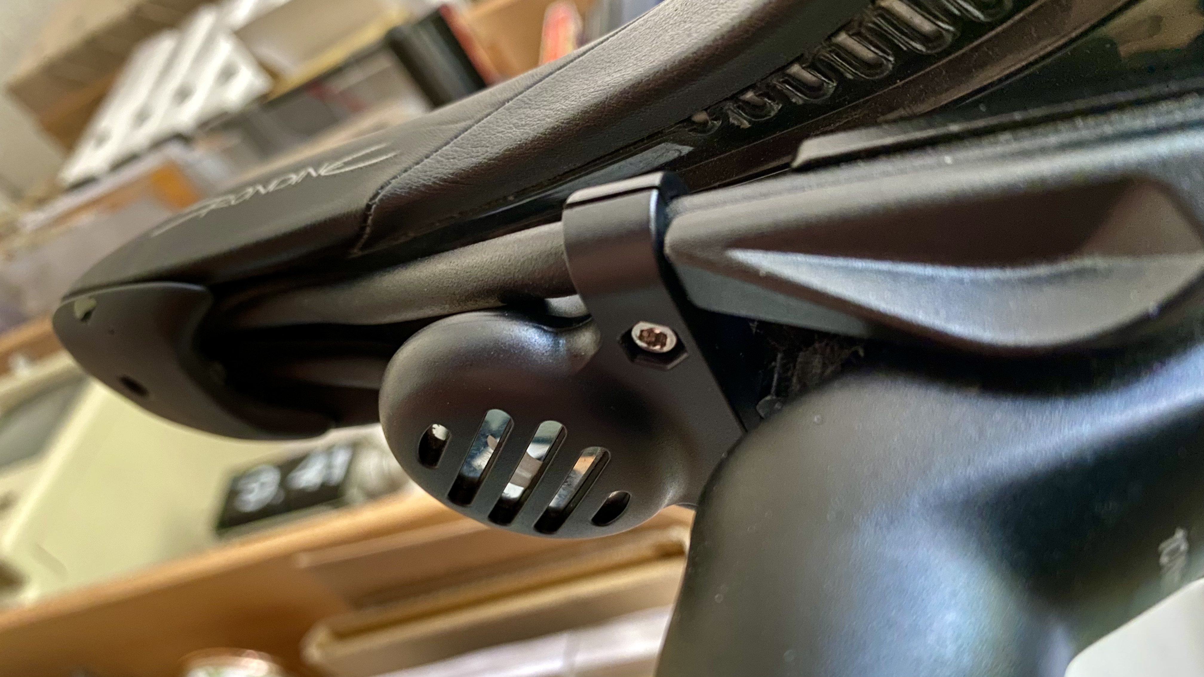 Closeup of the Saddle Mount fitted under my saddle viewed from below