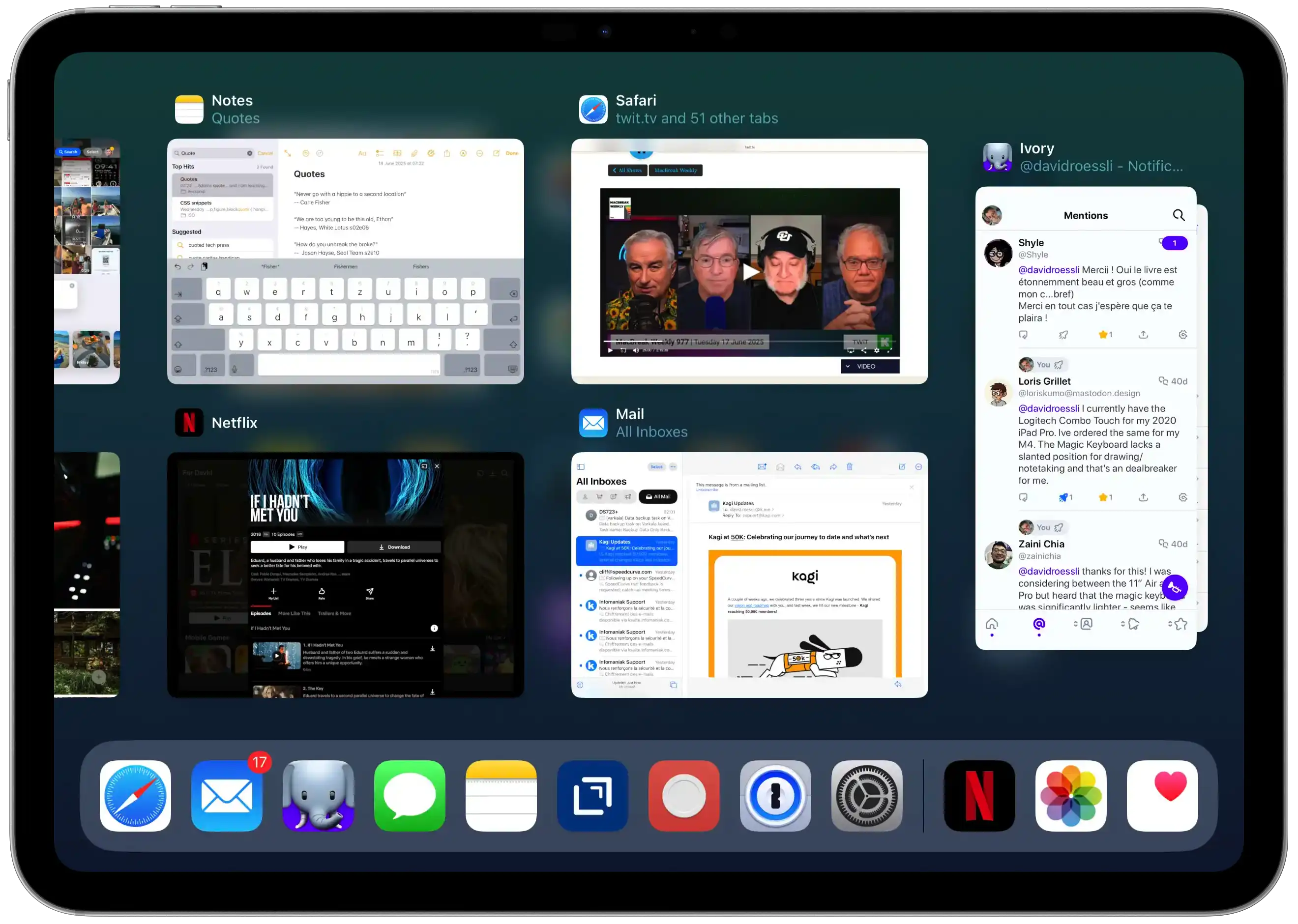 iPad screenshot of iPadOS 18 App Exposé