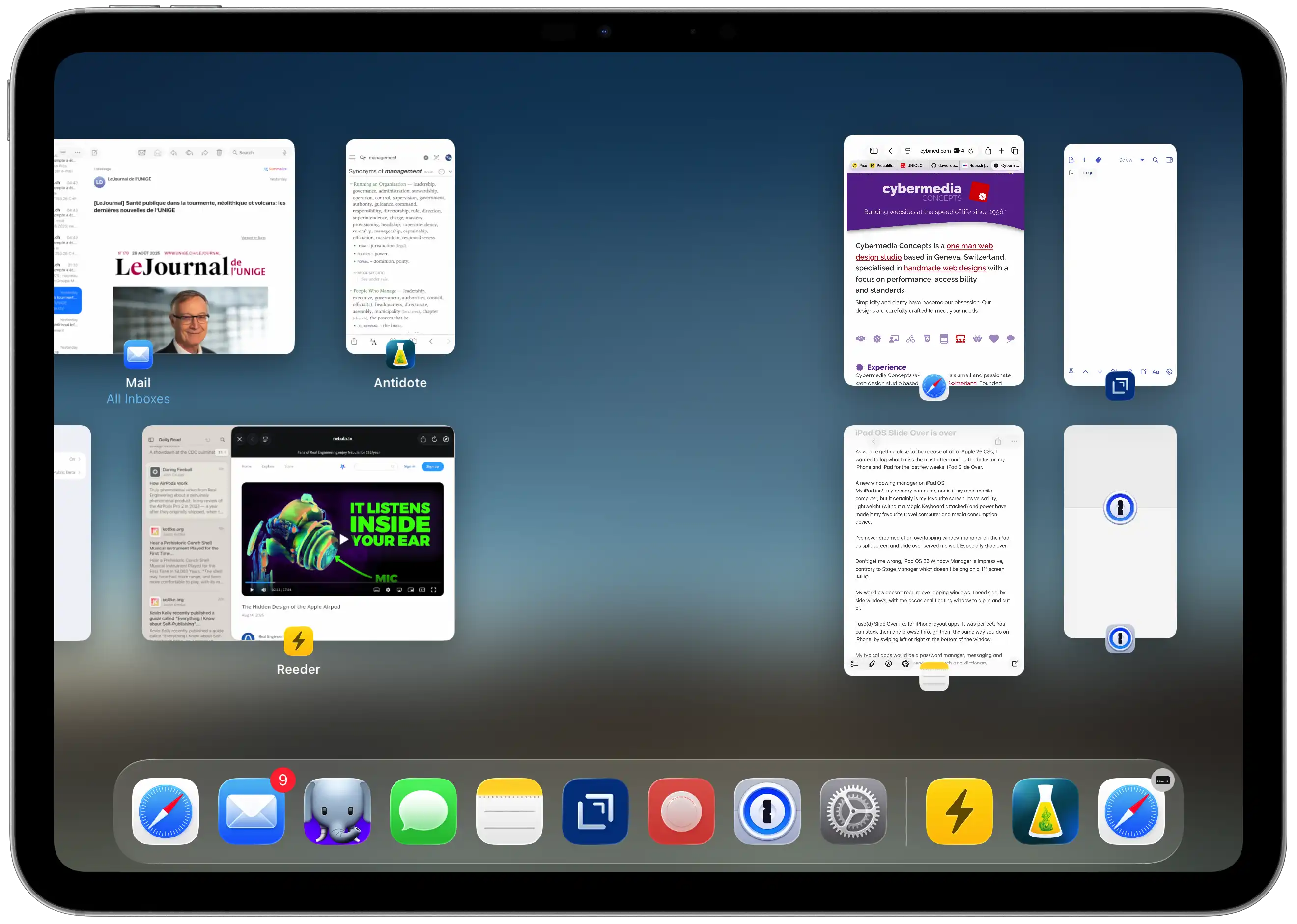 iPad screenshot of App Exposé