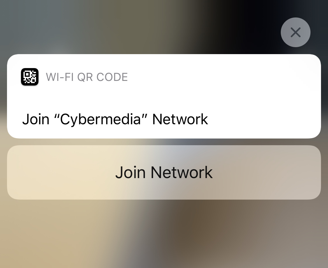 Join Cybermedia Wi-Fi iPhone notification