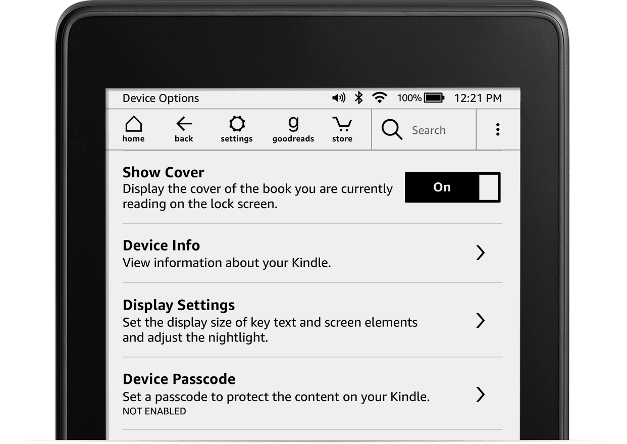 Device options panel