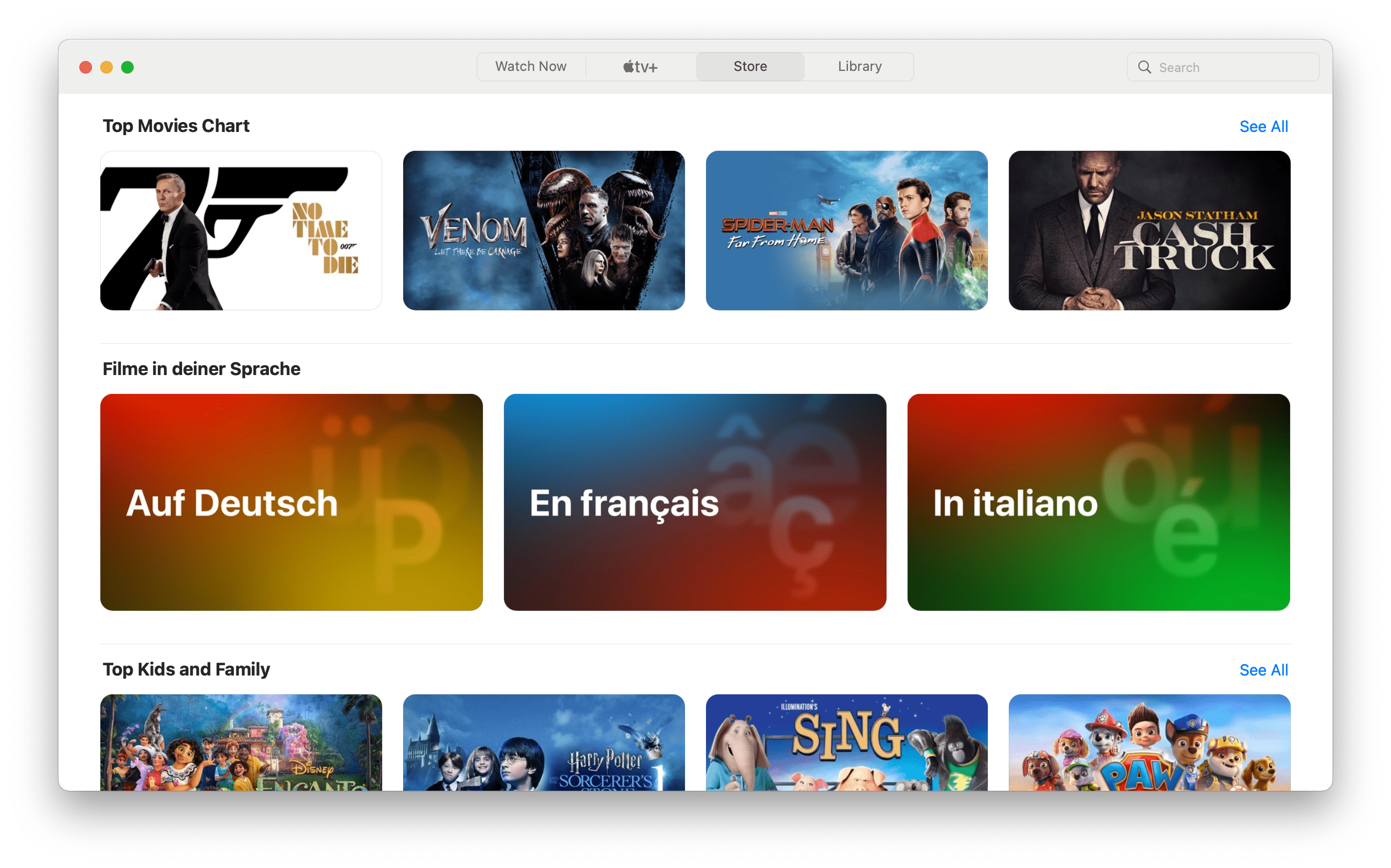 Apple TV app Store homepage