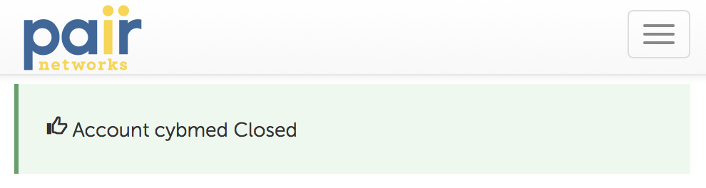 Confirmation that my pair account is closed