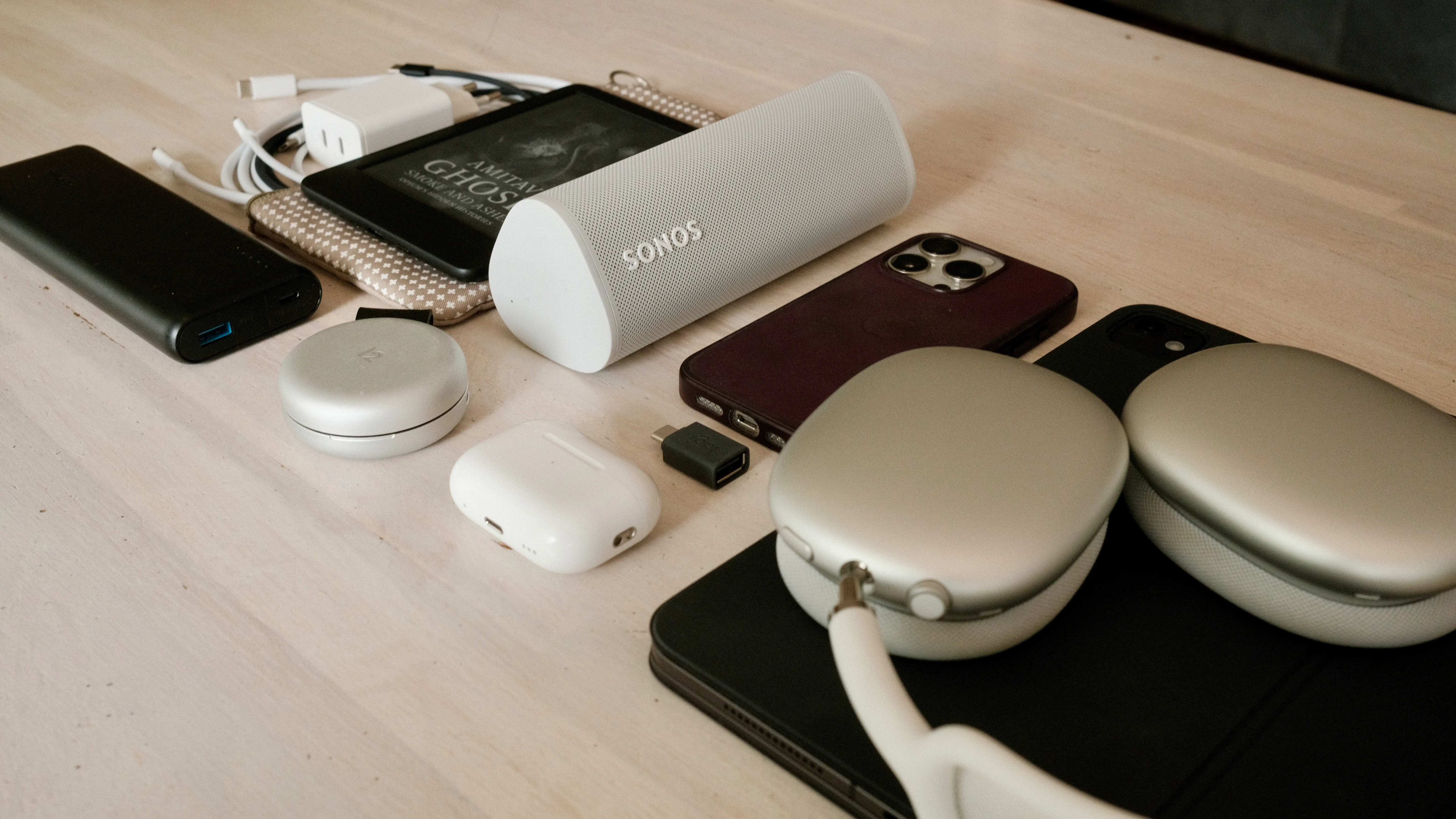 All my electronic gear laid out on my kitchen table