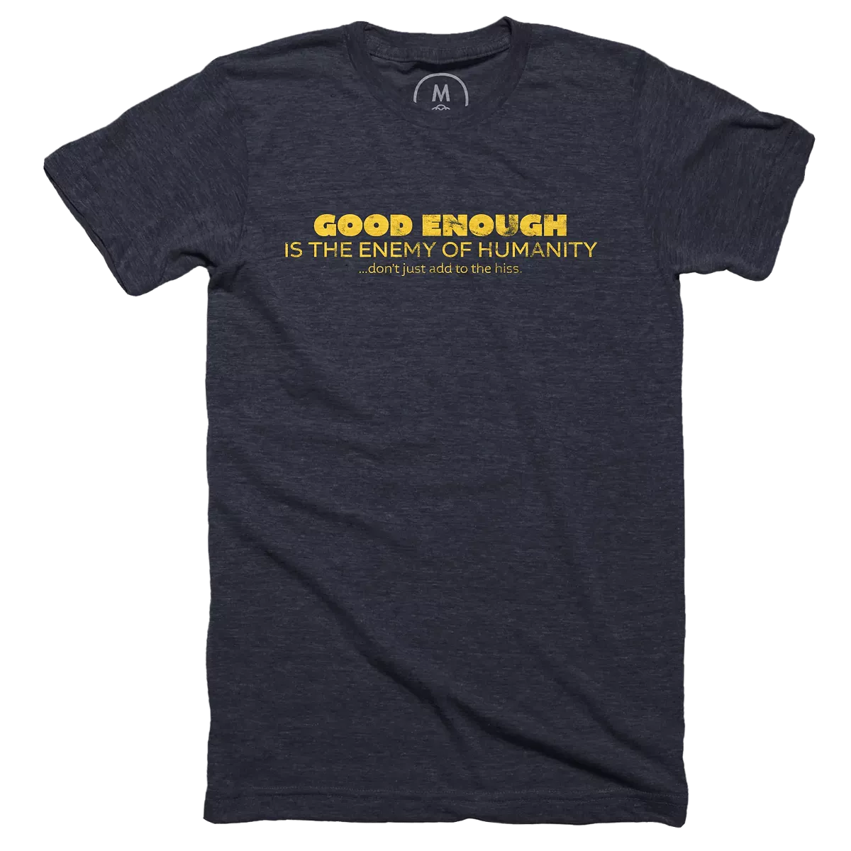 Black t-shirt with gold lettering