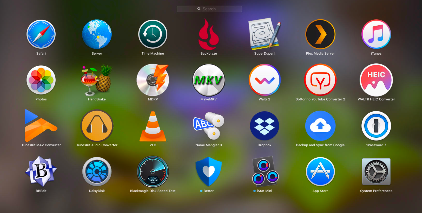 macOS Launcher grid of icons