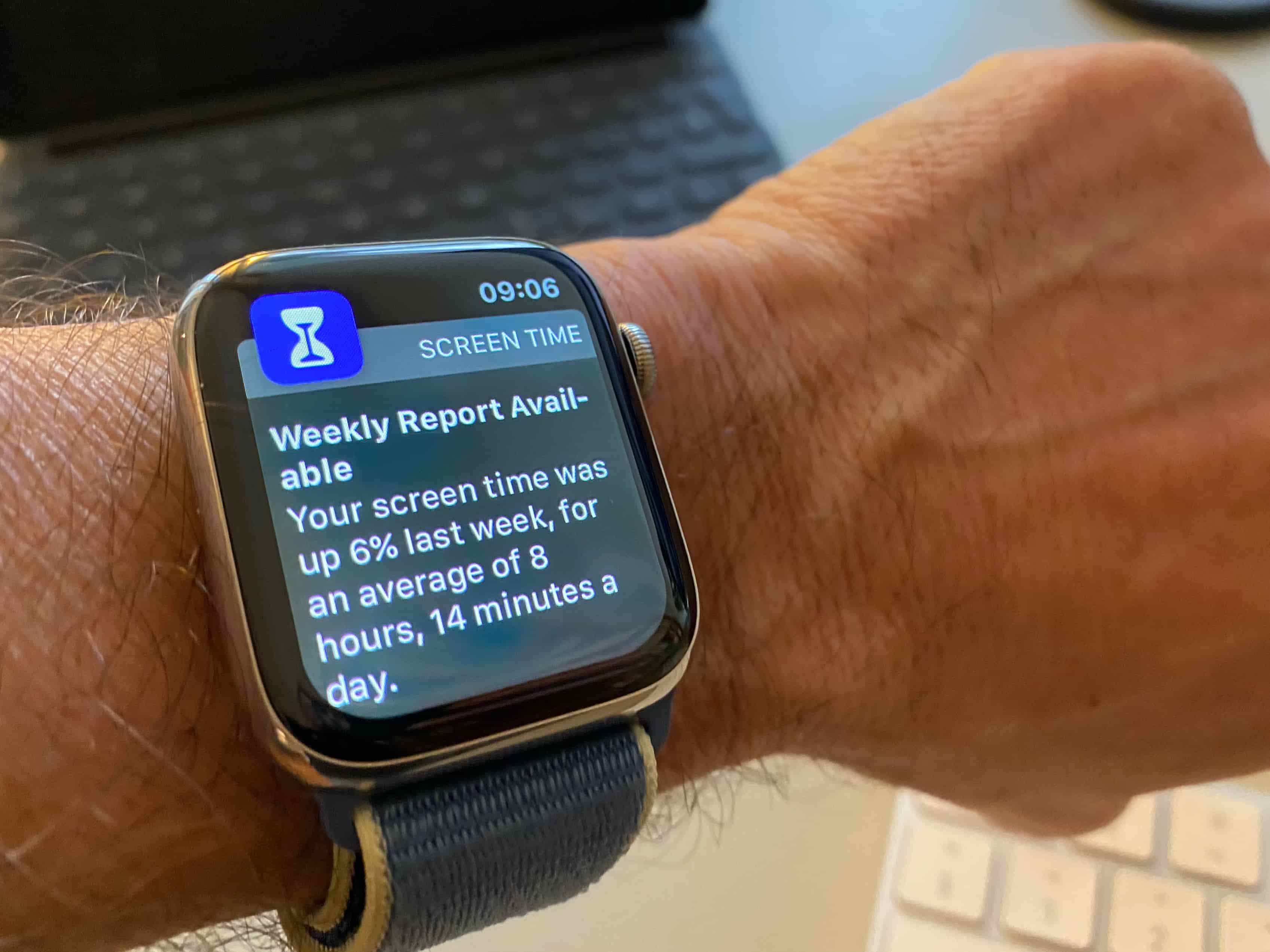 Screen Time report on Apple Watch