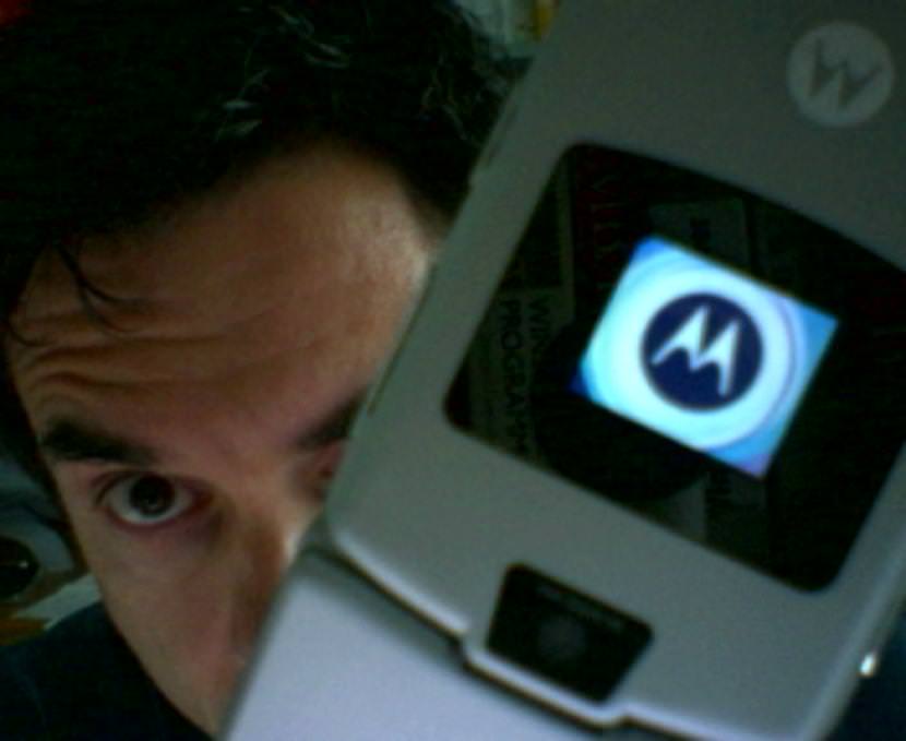 Selfie hidden behind my Motorola Razor