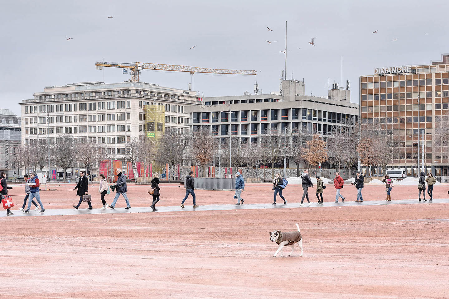 Maximal Minimal poster: people walking on the Plaine de Plainpalais