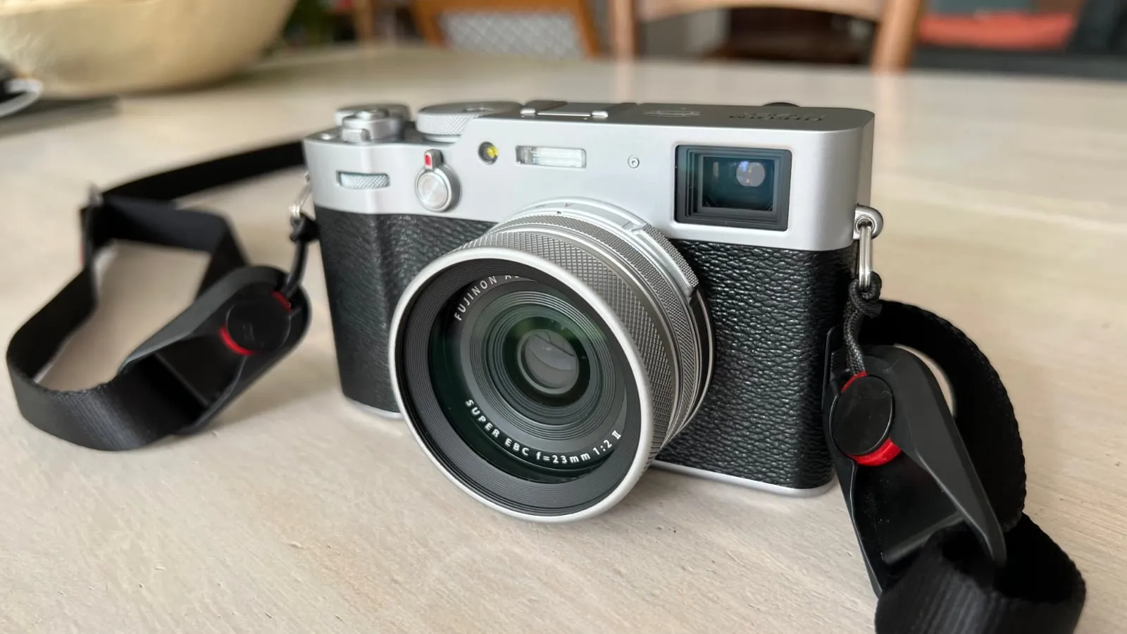 Fujifilm X100V with a Peak Design black leash